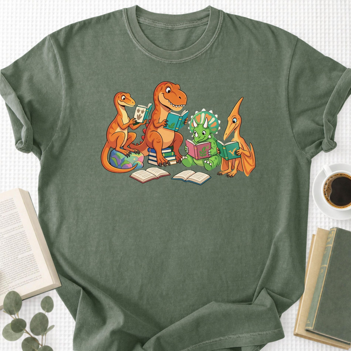 Dinosaur Reading Unisex T-Shirt - Book Social Club