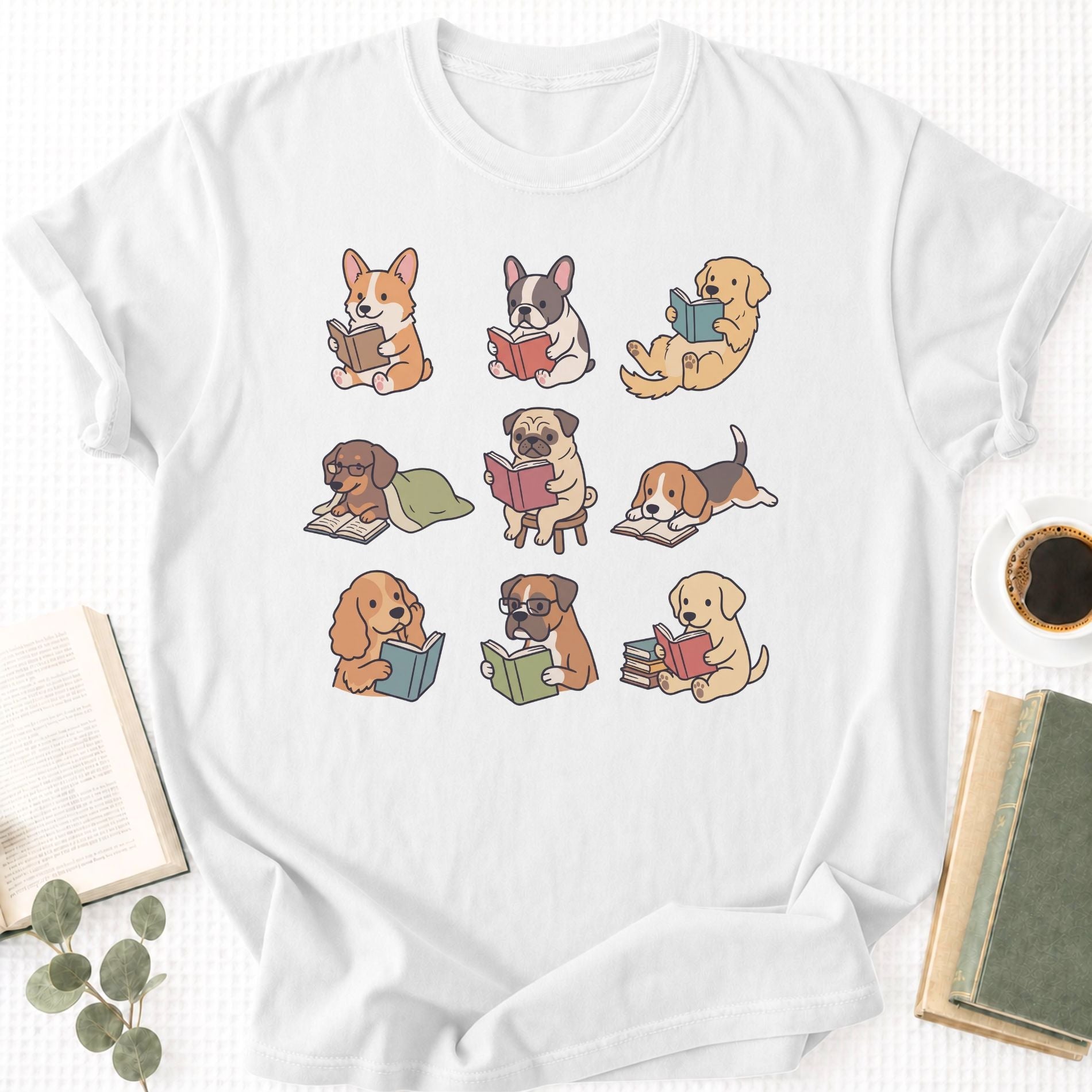 Dogs Reading Unisex T-Shirt - Book Social Club