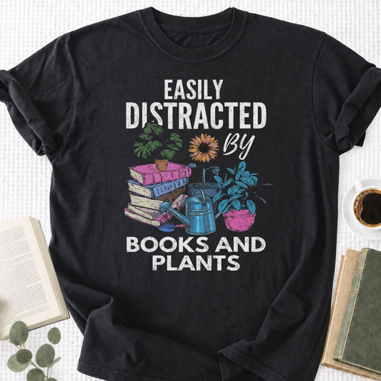 Easily Distracted By Books and Plants Unisex T-Shirt - Book Social Club
