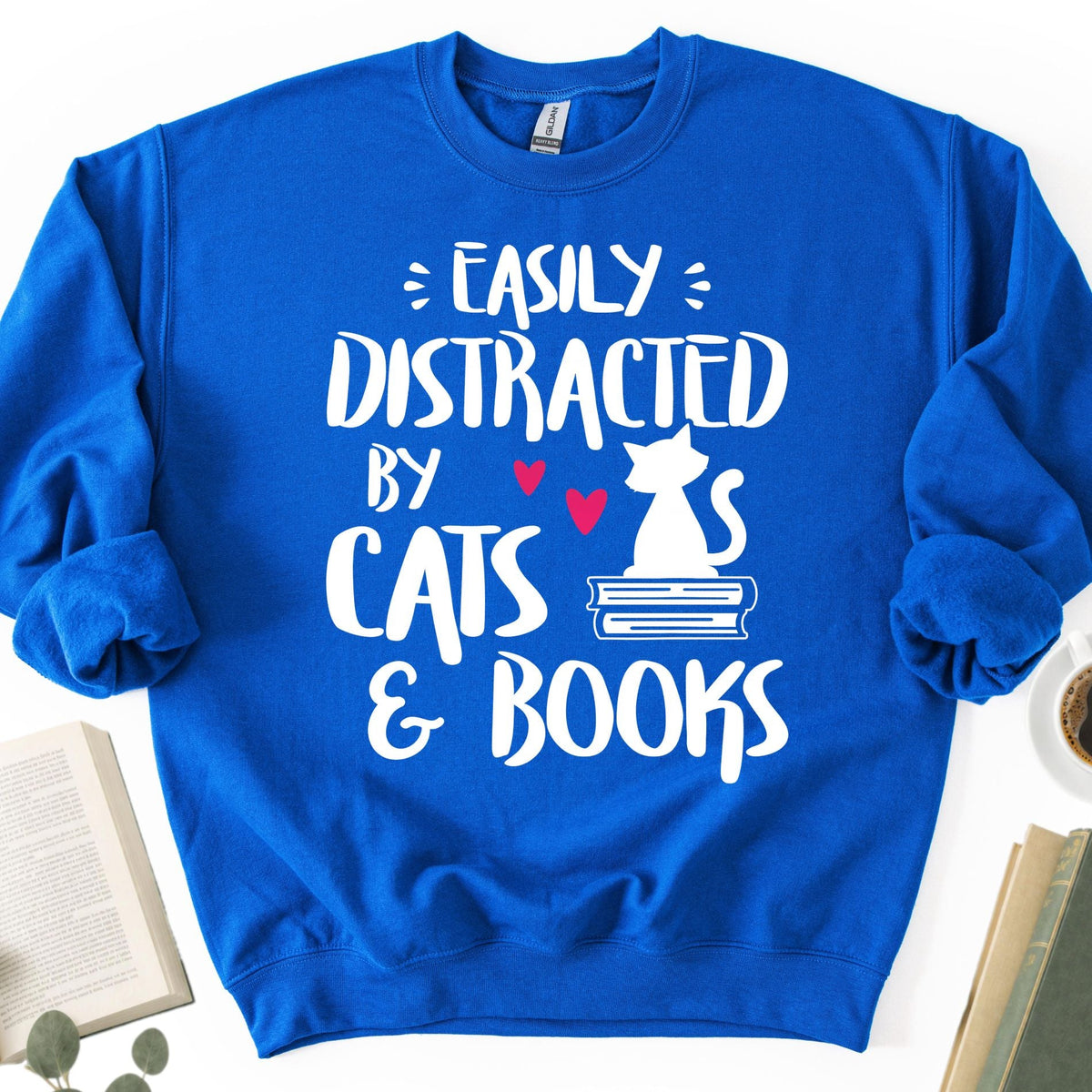 Easily Distracted by Cats and Books Unisex Sweatshirt - Book Social Club