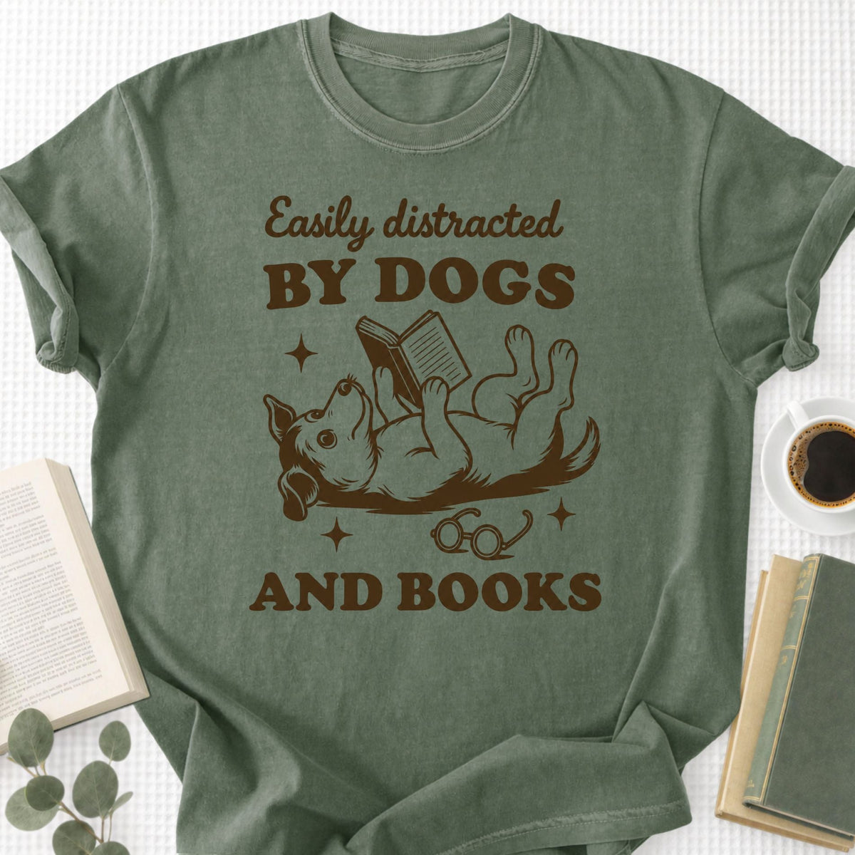 Easily Distracted by Dogs and Books Unisex T-Shirt - Book Social Club