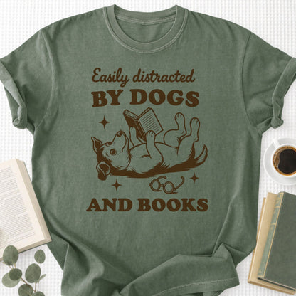 Easily Distracted by Dogs and Books Unisex T-Shirt - Book Social Club