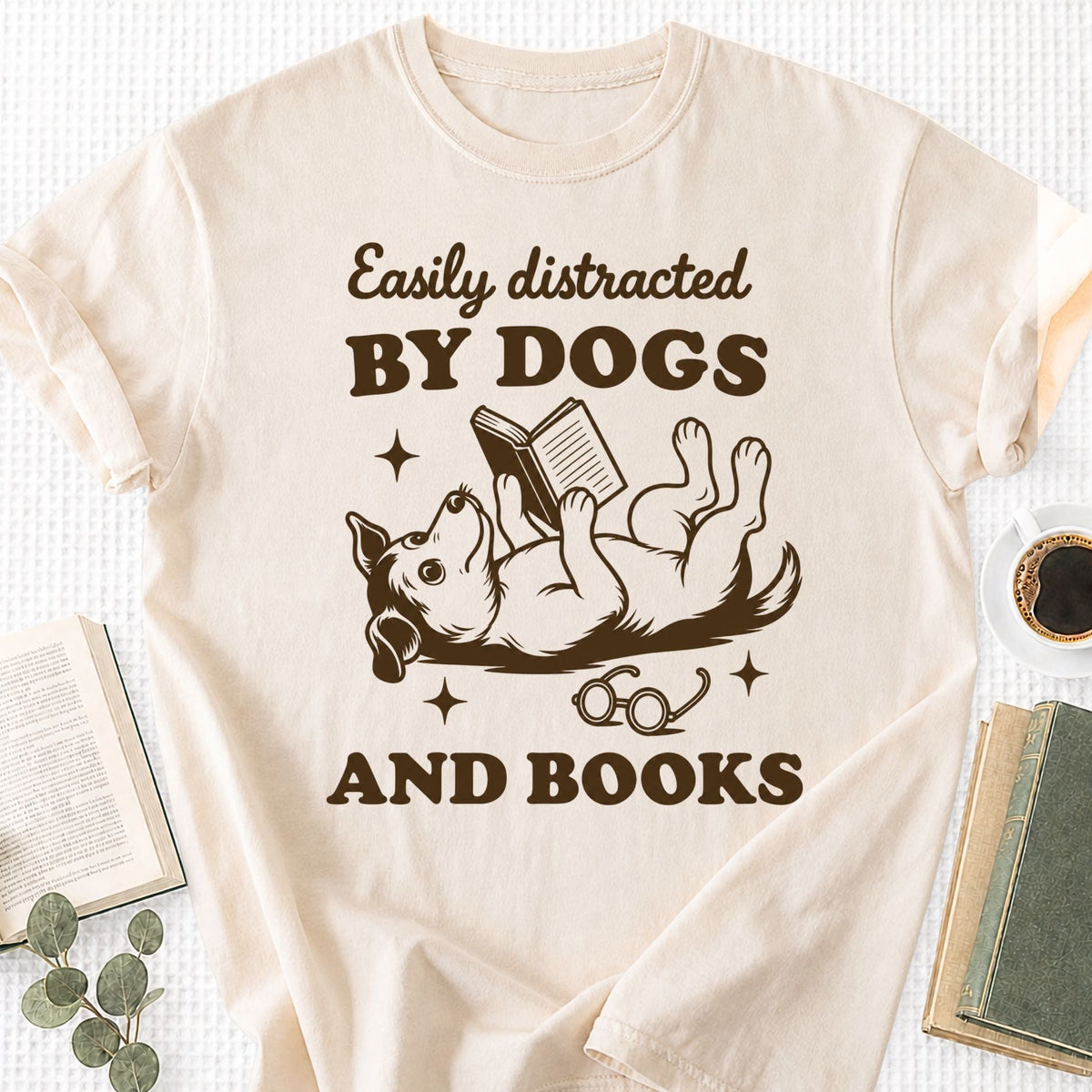 Easily Distracted by Dogs and Books Unisex T-Shirt - Book Social Club
