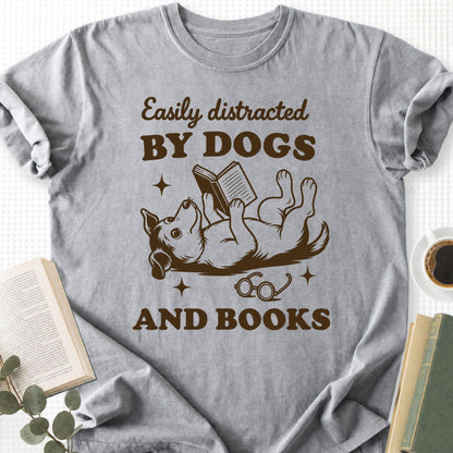 Easily Distracted by Dogs and Books Unisex T-Shirt - Book Social Club