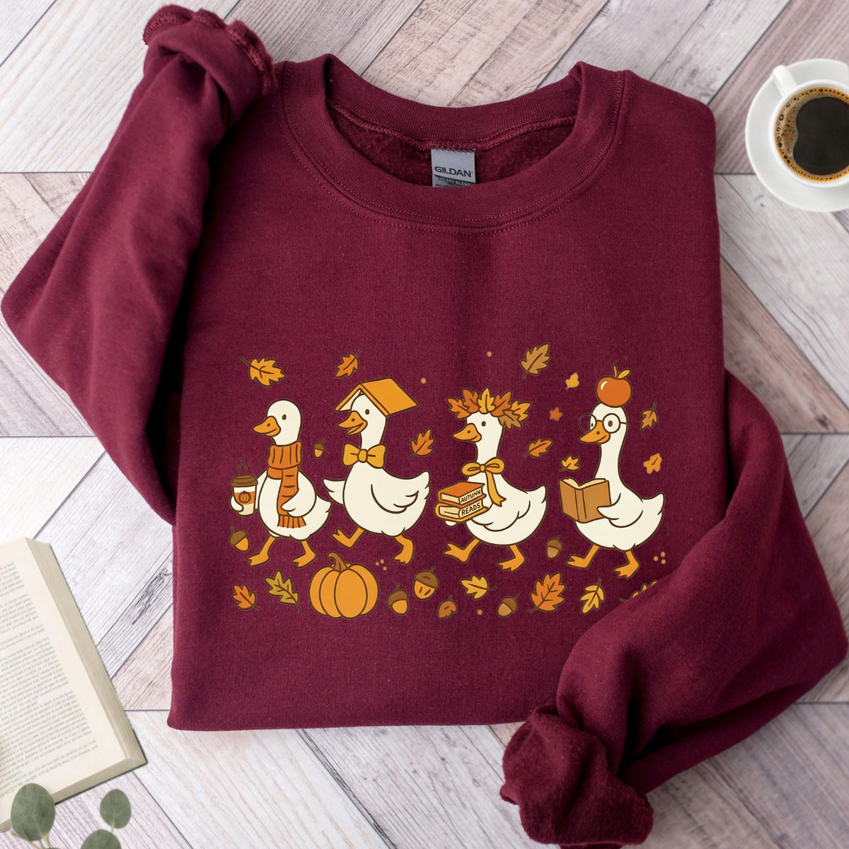 Fall Goose Autumn Reading Unisex Sweatshirt - Book Social Club