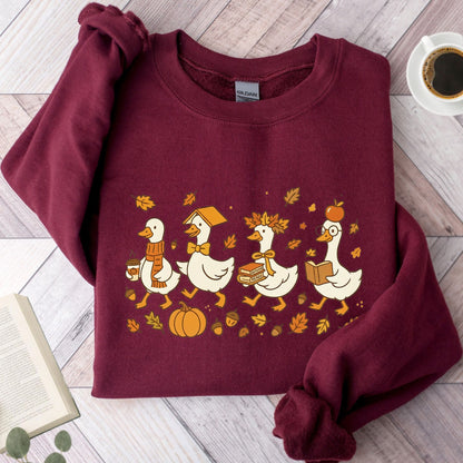 Fall Goose Autumn Reading Unisex Sweatshirt - Book Social Club