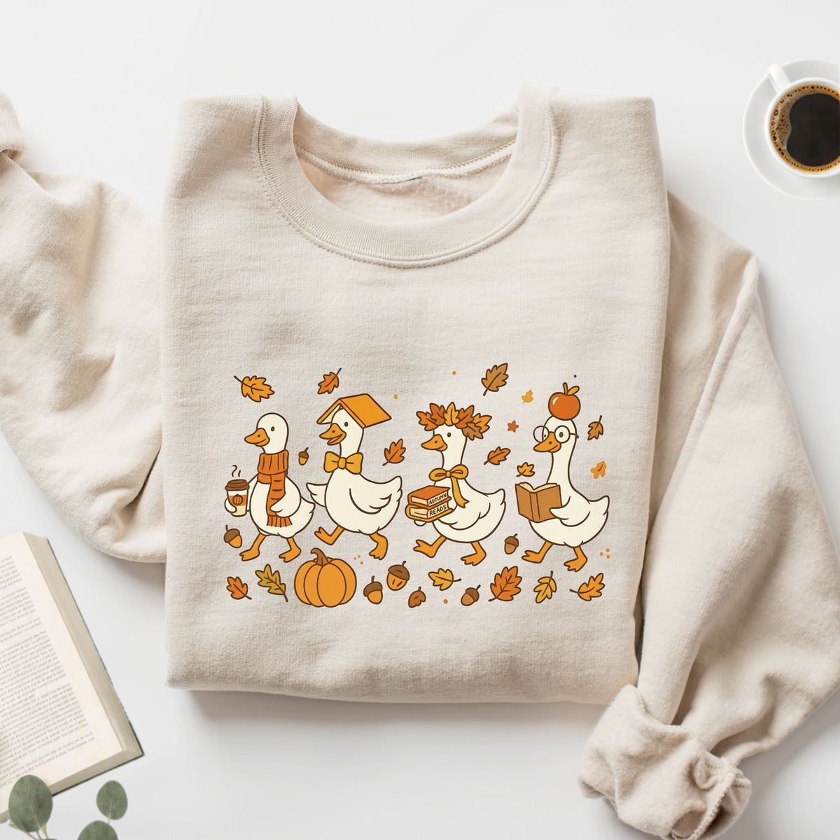 Fall Goose Autumn Reading Unisex Sweatshirt - Book Social Club