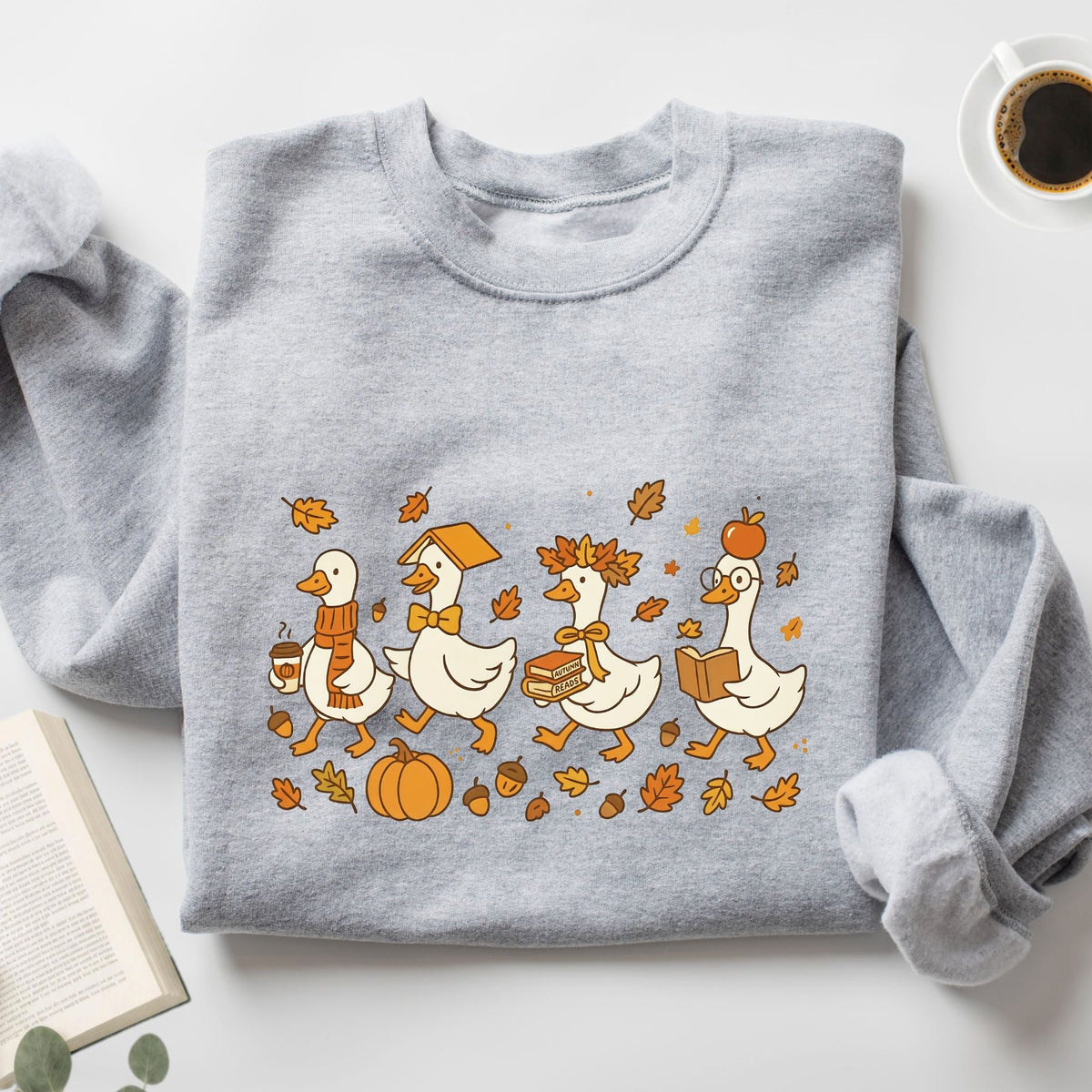 Fall Goose Autumn Reading Unisex Sweatshirt - Book Social Club