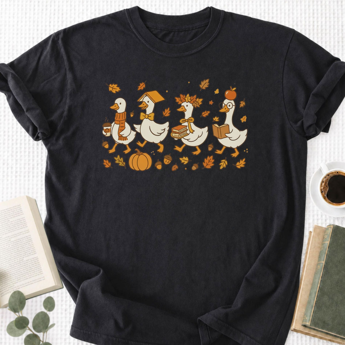 Fall Goose Autumn Reading Unisex T-Shirt - Book Social Club