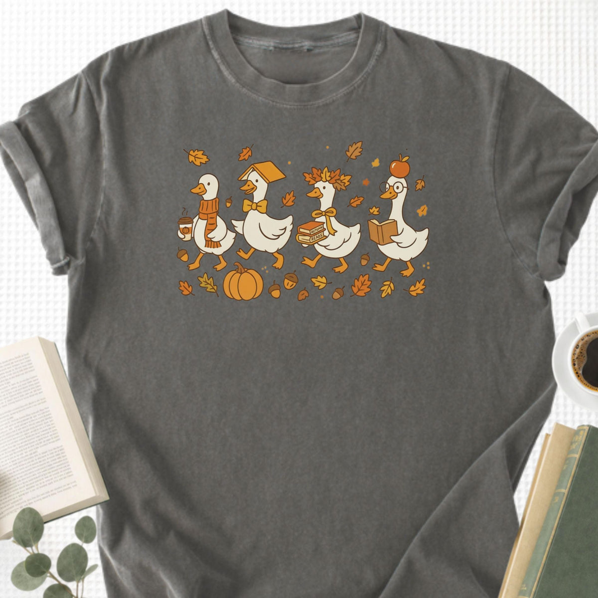 Fall Goose Autumn Reading Unisex T-Shirt - Book Social Club