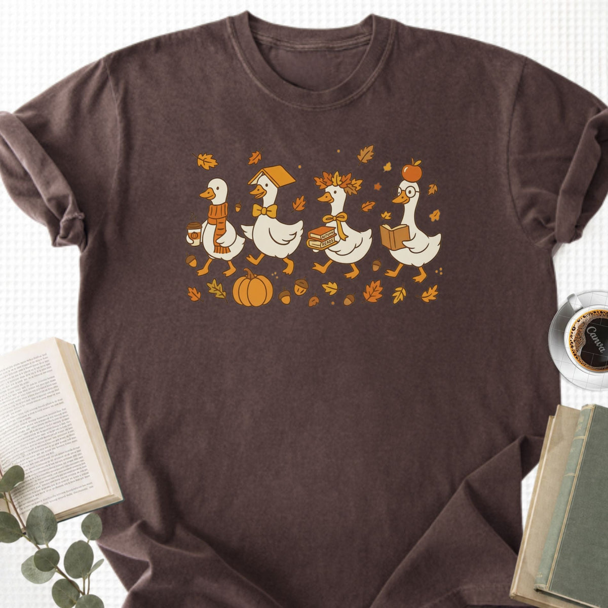 Fall Goose Autumn Reading Unisex T-Shirt - Book Social Club