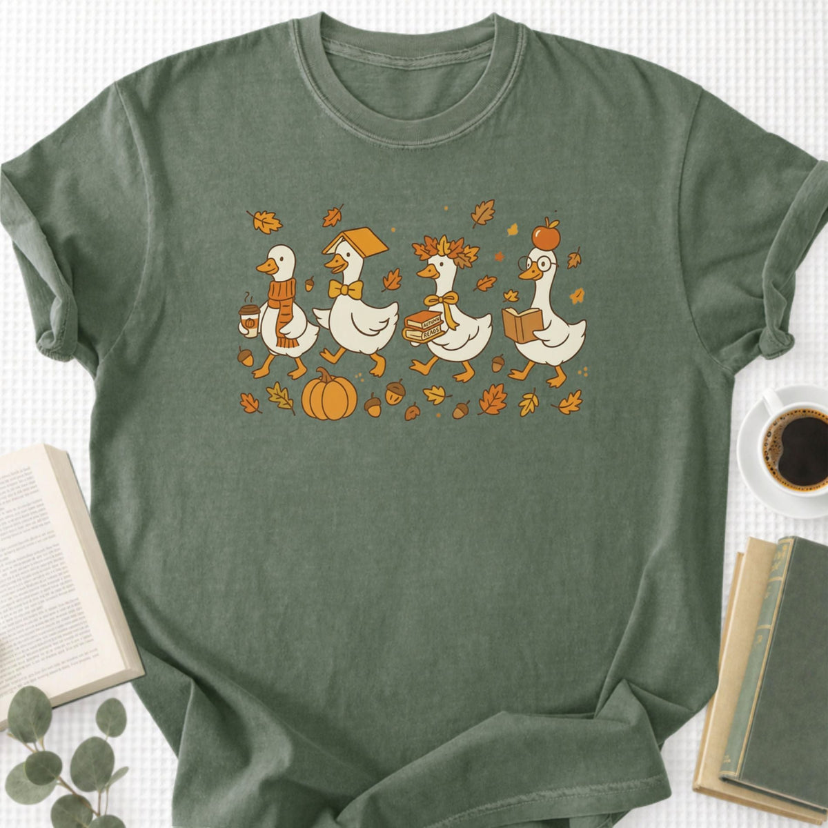 Fall Goose Autumn Reading Unisex T-Shirt - Book Social Club