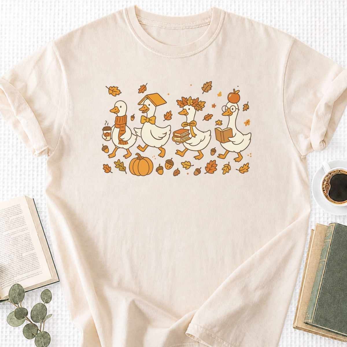 Fall Goose Autumn Reading Unisex T-Shirt - Book Social Club