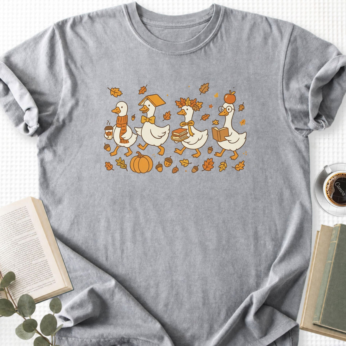 Fall Goose Autumn Reading Unisex T-Shirt - Book Social Club