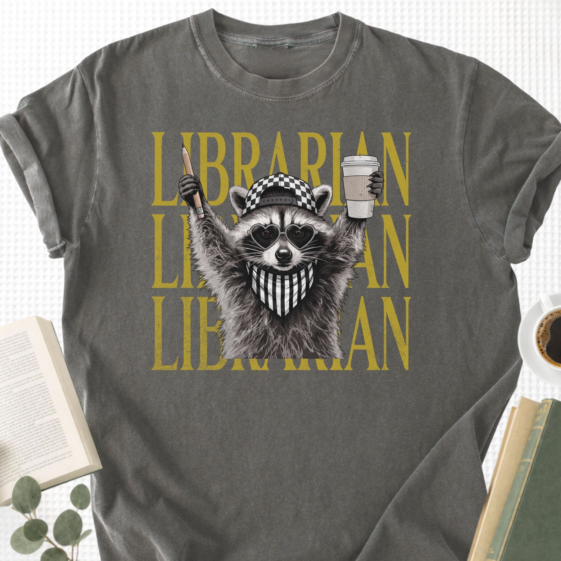 Feral Raccoon Librarian Unisex T-Shirt - Book Social Club