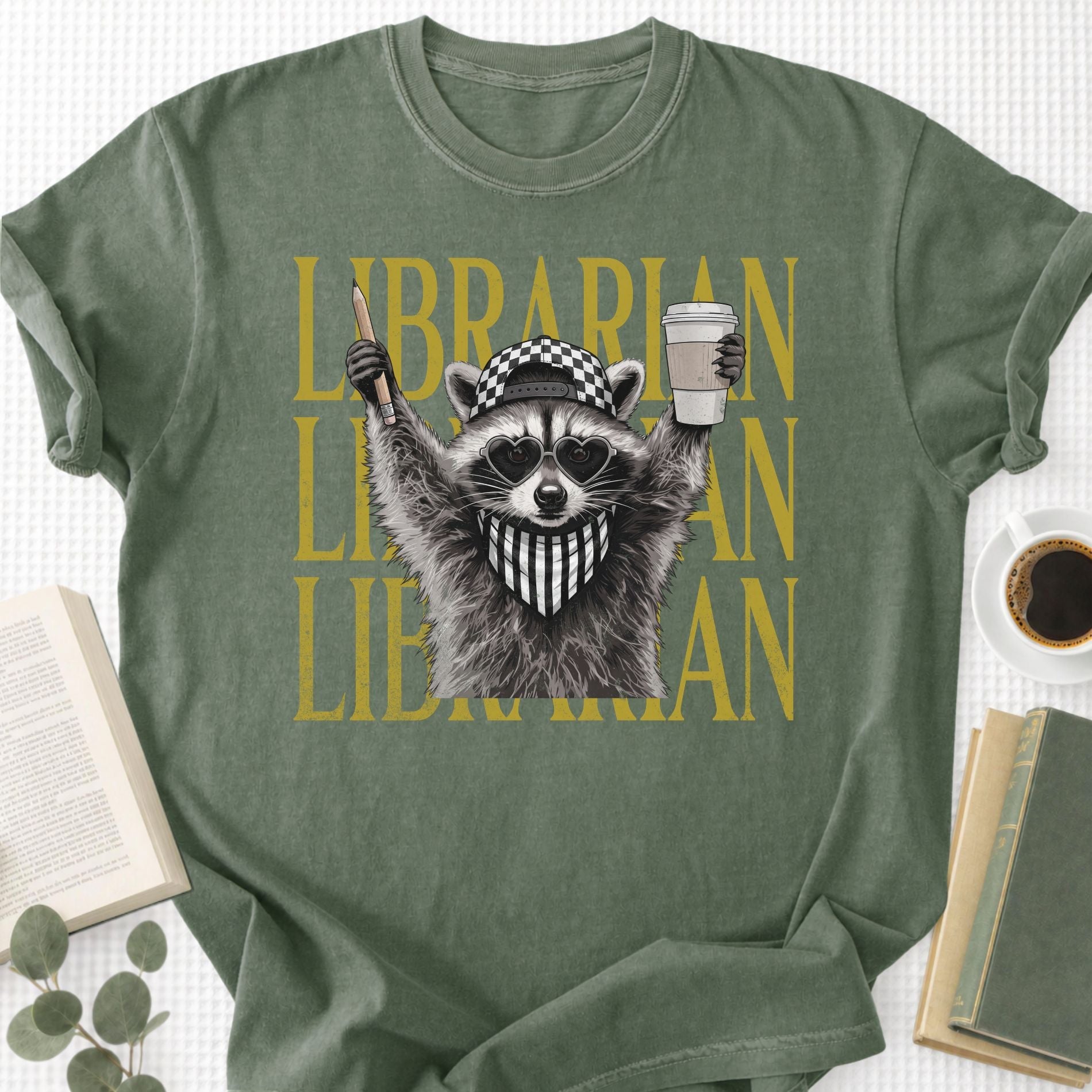 Feral Raccoon Librarian Unisex T-Shirt - Book Social Club