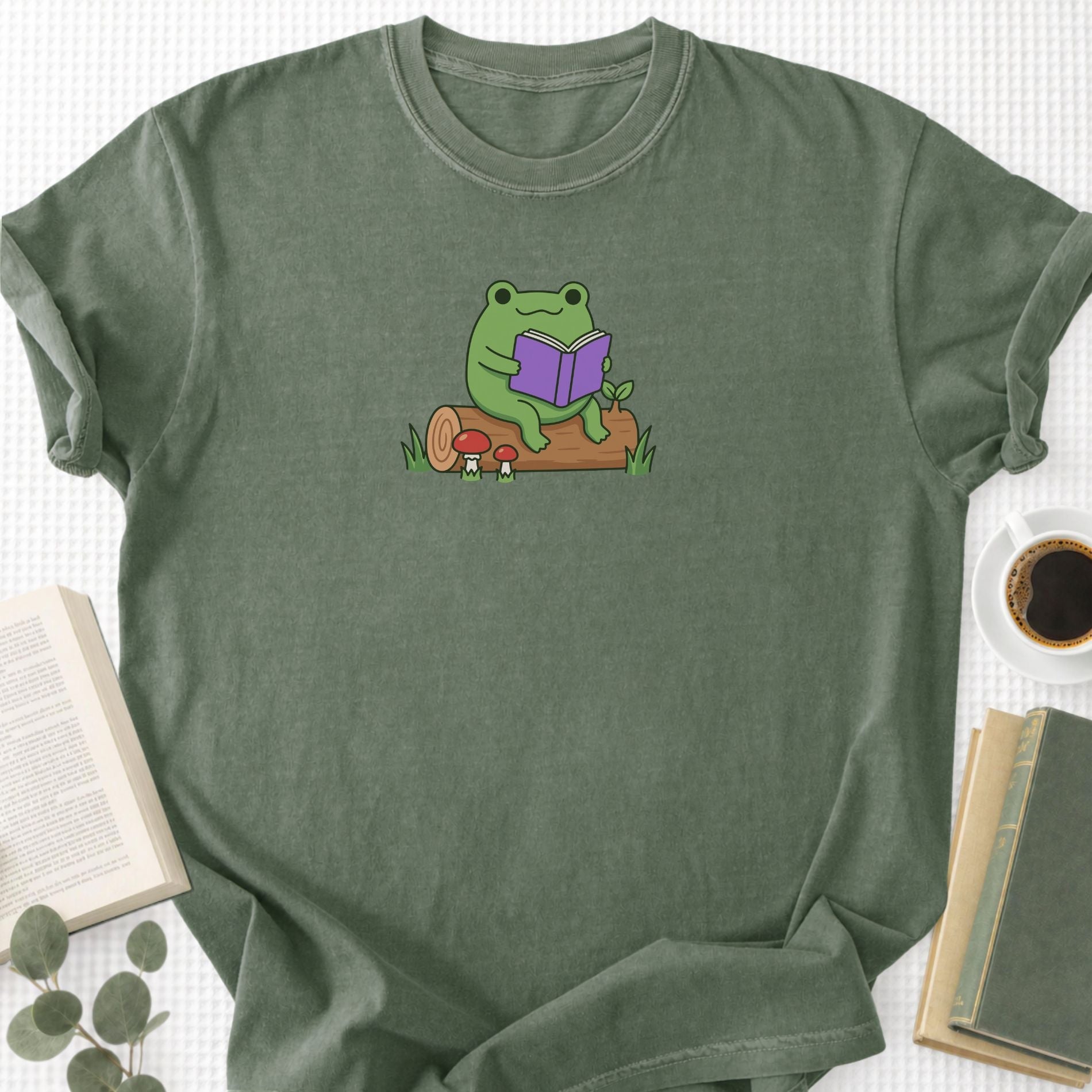 Flog Reading On A Log Unisex T-Shirt - Book Social Club