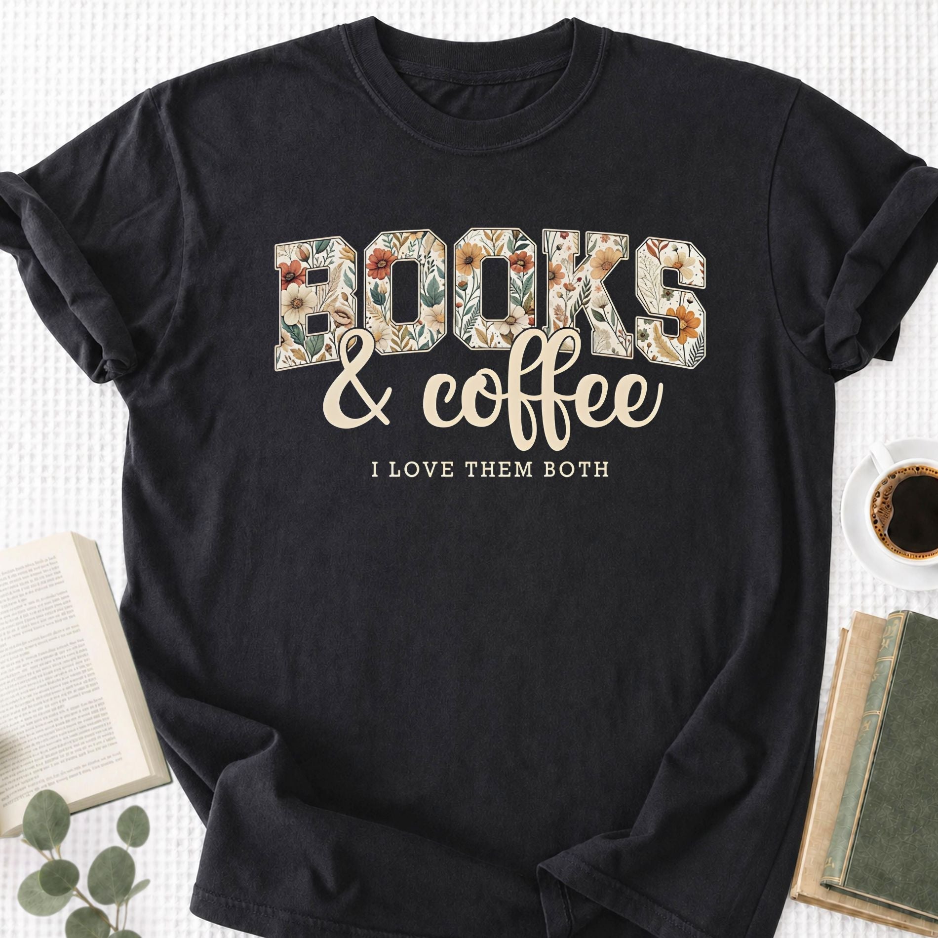 Floral Book & Coffee Unisex T-Shirt - Book Social Club