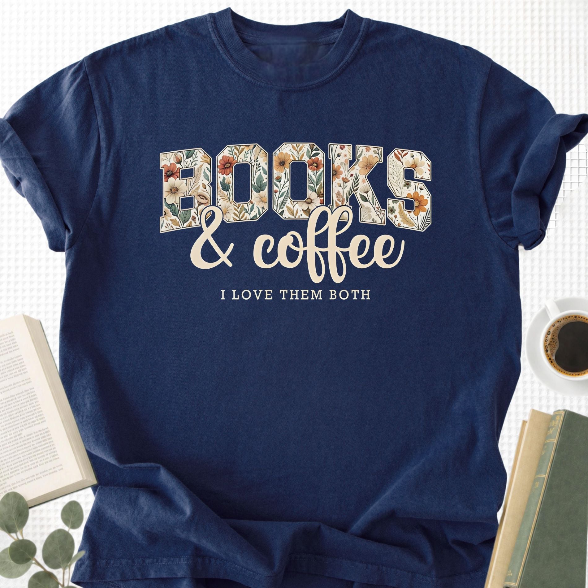 Floral Book & Coffee Unisex T-Shirt - Book Social Club