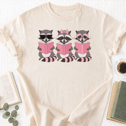 Girly Reading Raccoons Unisex T-Shirt - Book Social Club