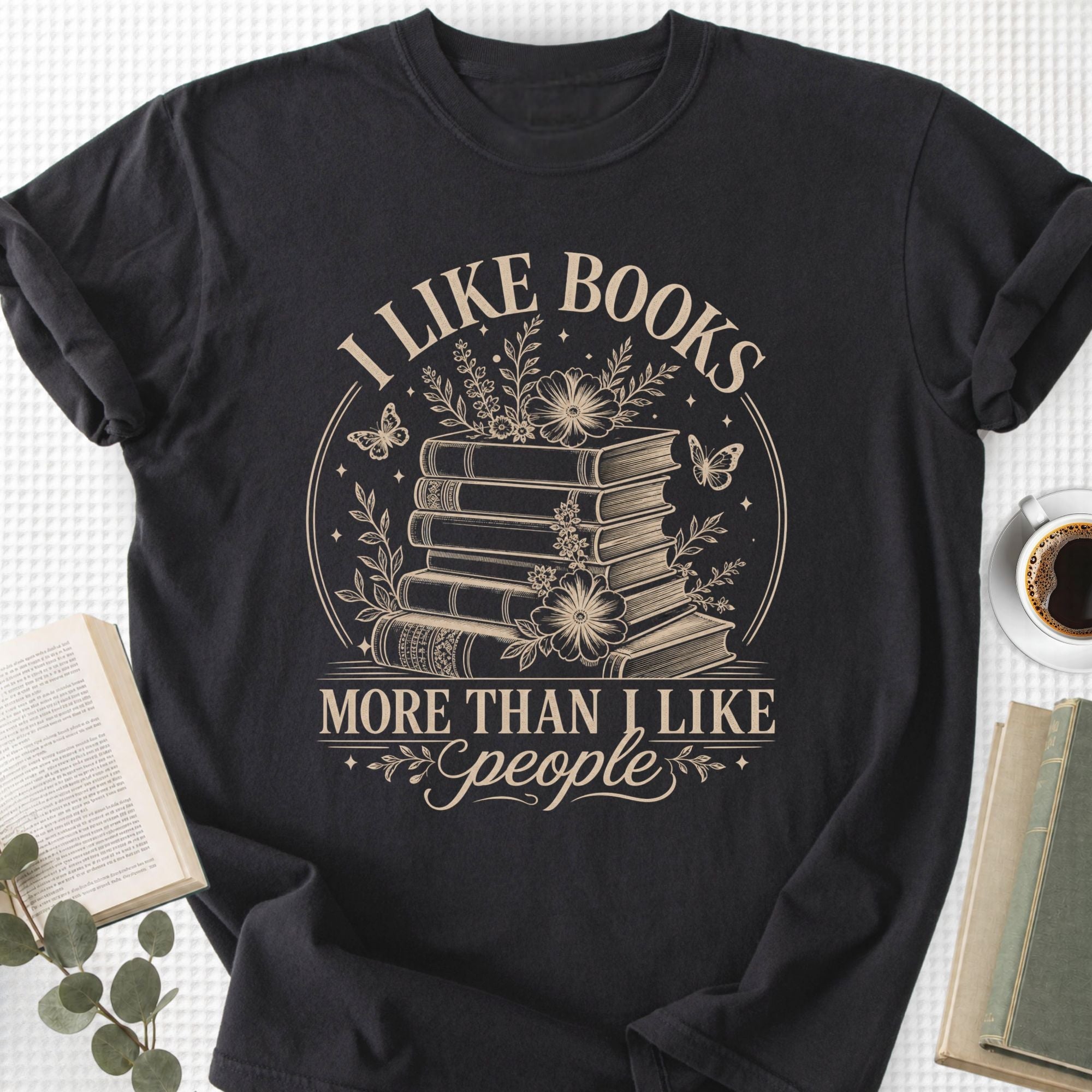 I Like Books More Than People Boho Unisex T-Shirt - Book Social Club