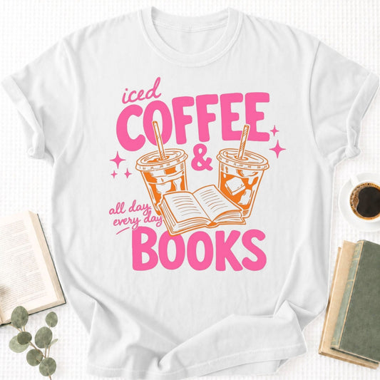 Iced Coffee & Books All Day Everyday Unisex T-Shirt - Book Social Club