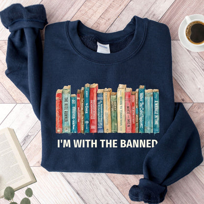 I'm With The Banned Vintage Unisex Sweatshirt - Book Social Club