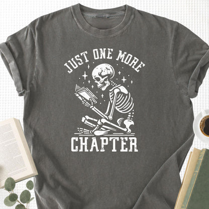 Just One More Chapter Skeleton Reading Unisex T-Shirt - Book Social Club