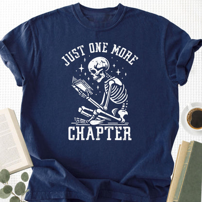 Just One More Chapter Skeleton Reading Unisex T-Shirt - Book Social Club