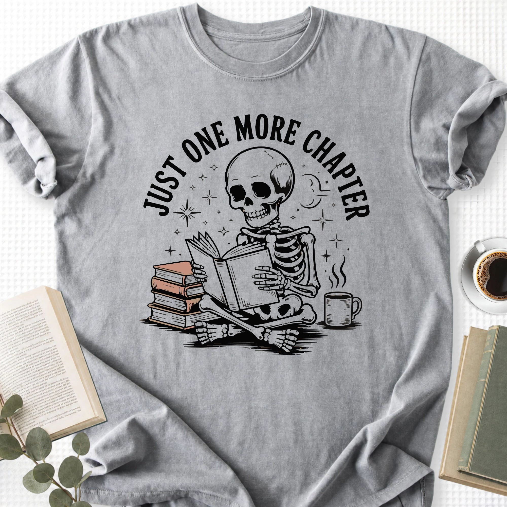 Just One More Chapter Skeleton Unisex T-Shirt - Book Social Club