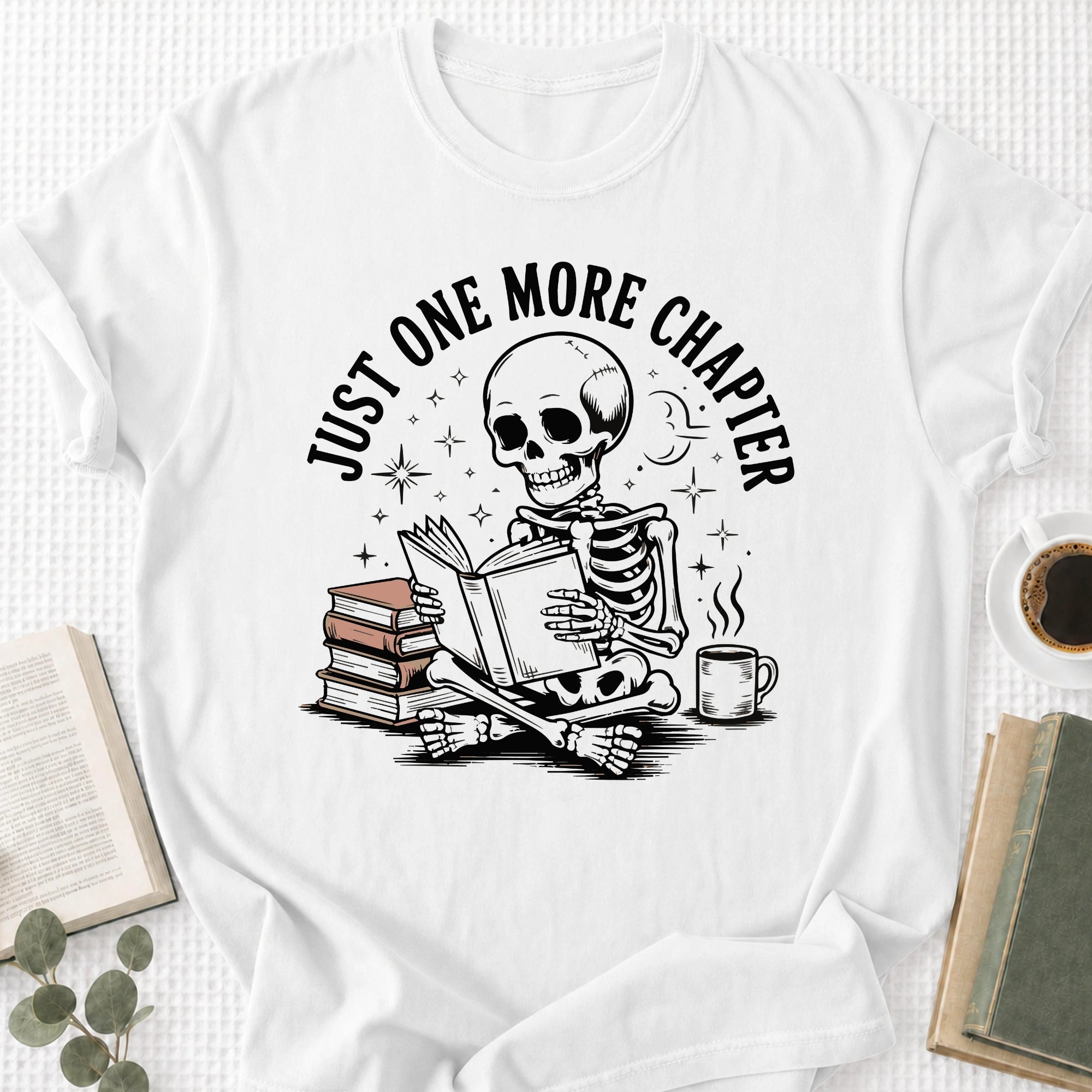 Just One More Chapter Skeleton Unisex T-Shirt - Book Social Club