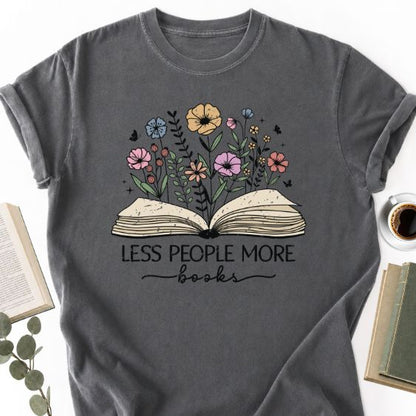 Less People More Books Floral Unisex T-Shirt, Bookworm Gift - Book Social Club