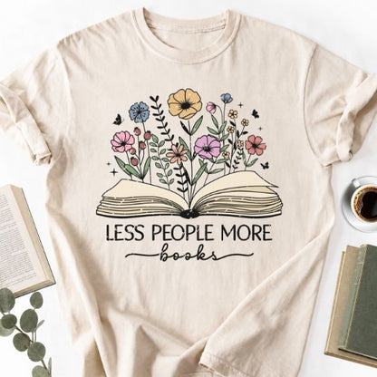 Less People More Books Floral Unisex T-Shirt, Bookworm Gift - Book Social Club