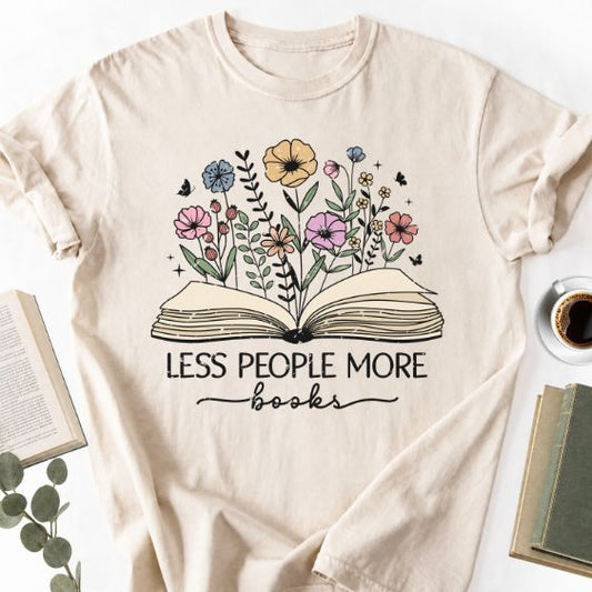 Less People More Books Floral Unisex T-Shirt, Bookworm Gift - Book Social Club