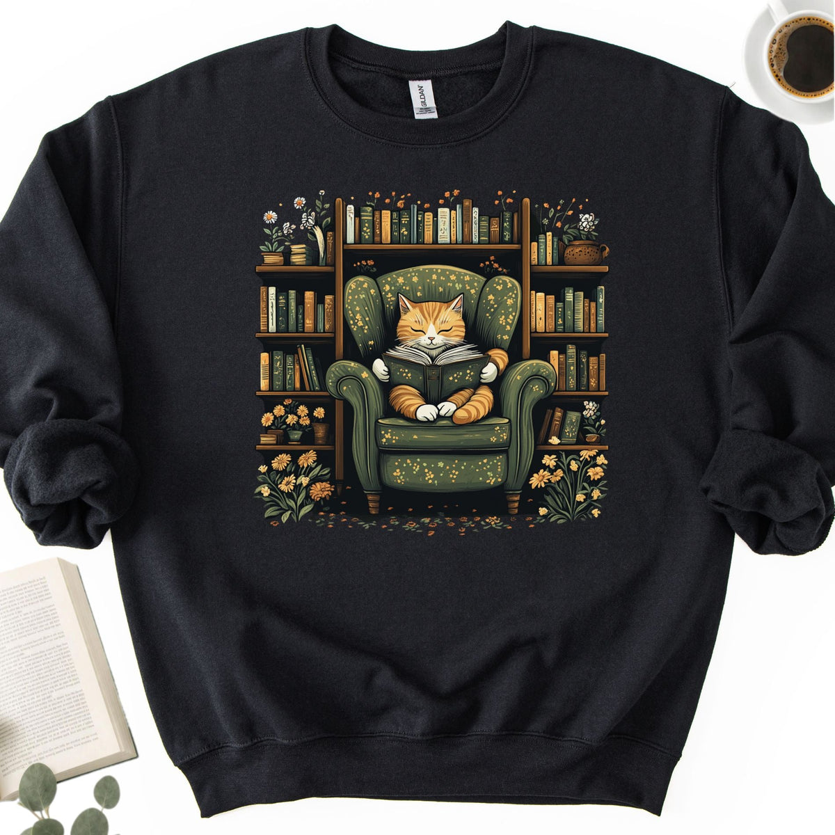 Library Cat Vintage Unisex Sweatshirt - Book Social Club