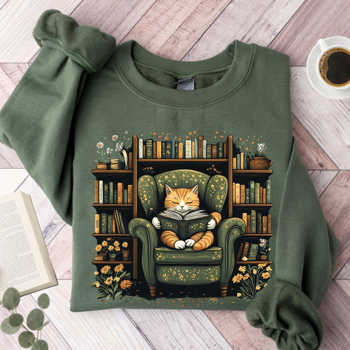 Library Cat Vintage Unisex Sweatshirt - Book Social Club