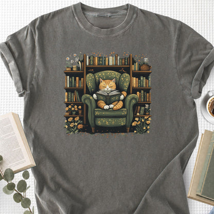 Library Cat Vintage Unisex T-Shirt - Book Social Club