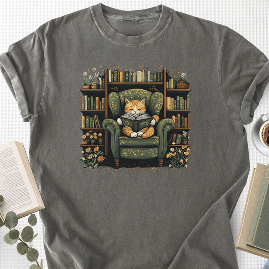 Library Cat Vintage Unisex T-Shirt - Book Social Club