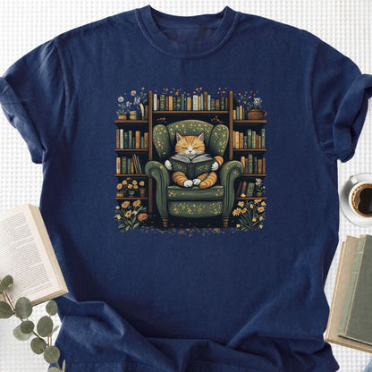 Library Cat Vintage Unisex T-Shirt - Book Social Club
