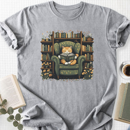 Library Cat Vintage Unisex T-Shirt - Book Social Club
