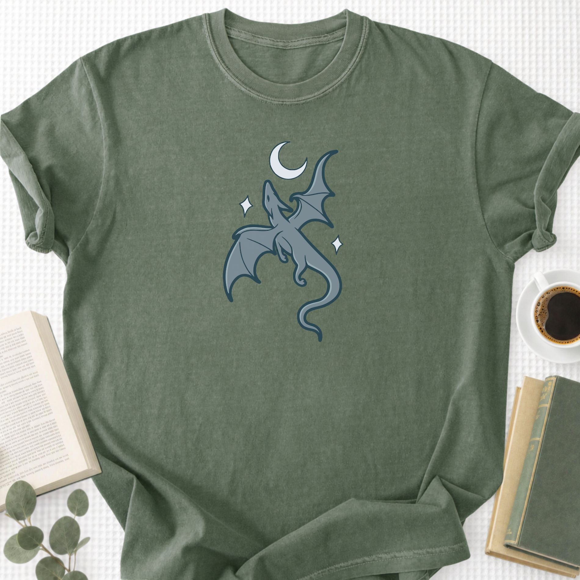 Moon and Dragon Fantasy Unisex T-Shirt - Book Social Club