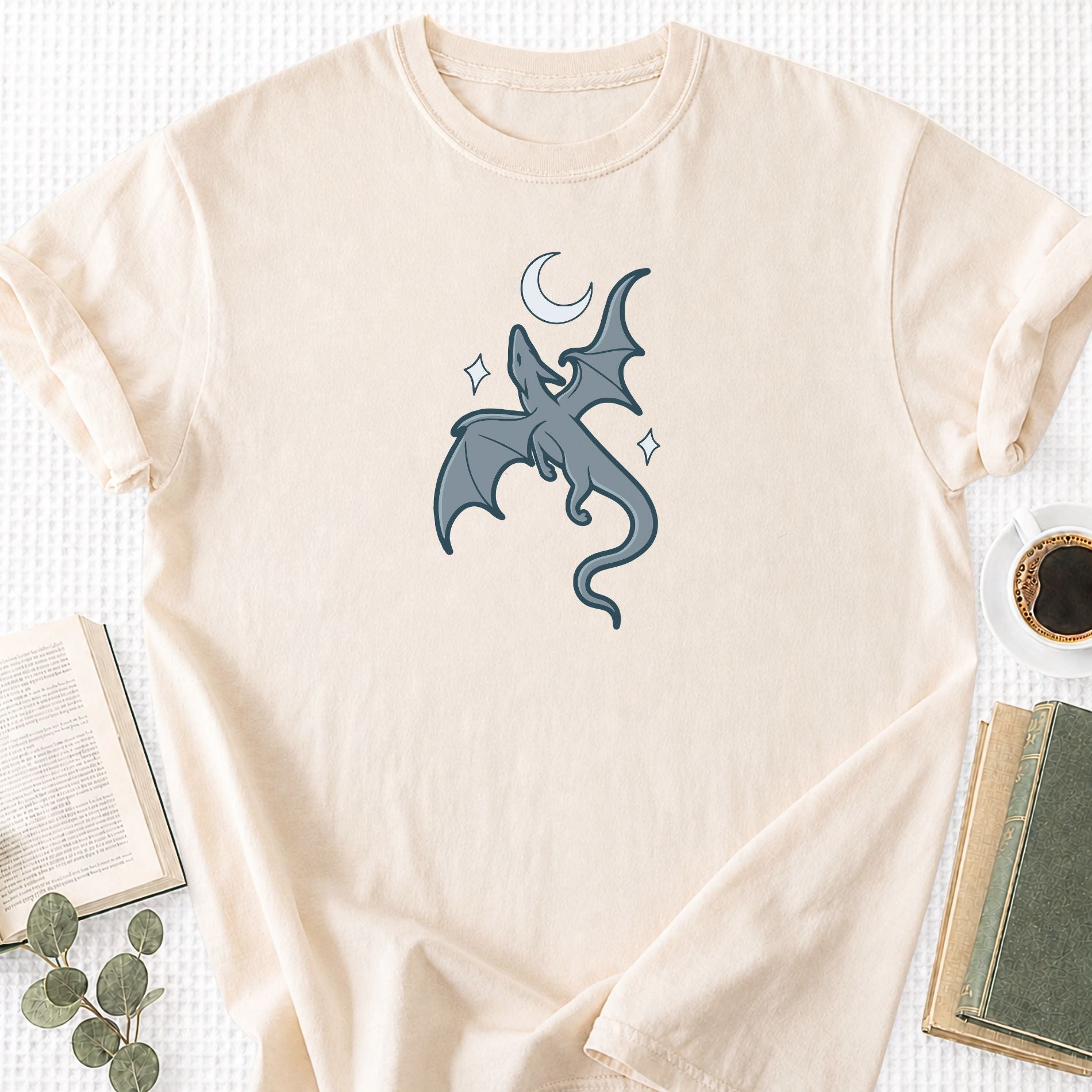 Moon and Dragon Fantasy Unisex T-Shirt - Book Social Club