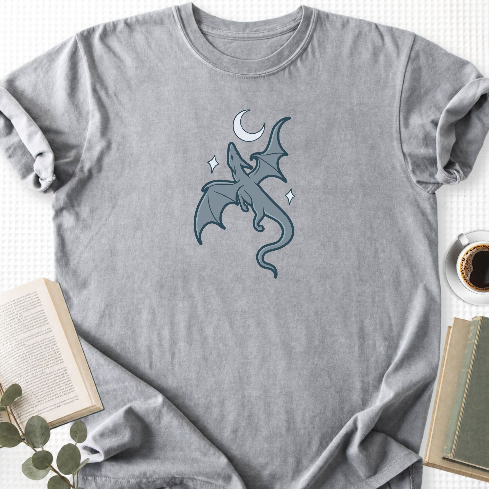 Moon and Dragon Fantasy Unisex T-Shirt - Book Social Club