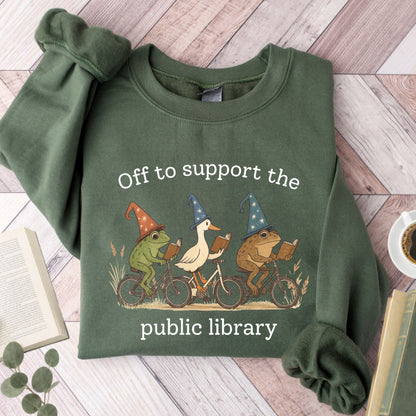 Off To Support The Public Library Unisex Sweatshirt - Book Social Club