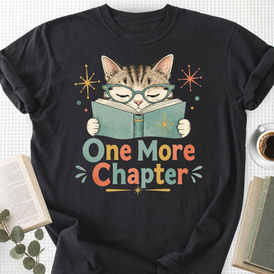 One More Chapter Cute Cat Retro Unisex T-Shirt - Book Social Club