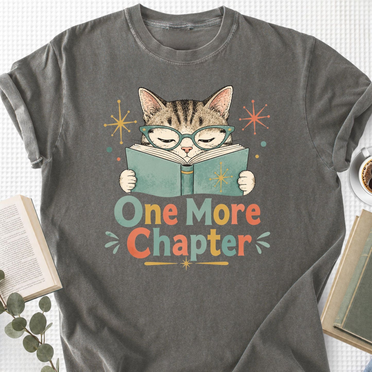One More Chapter Cute Cat Retro Unisex T-Shirt - Book Social Club