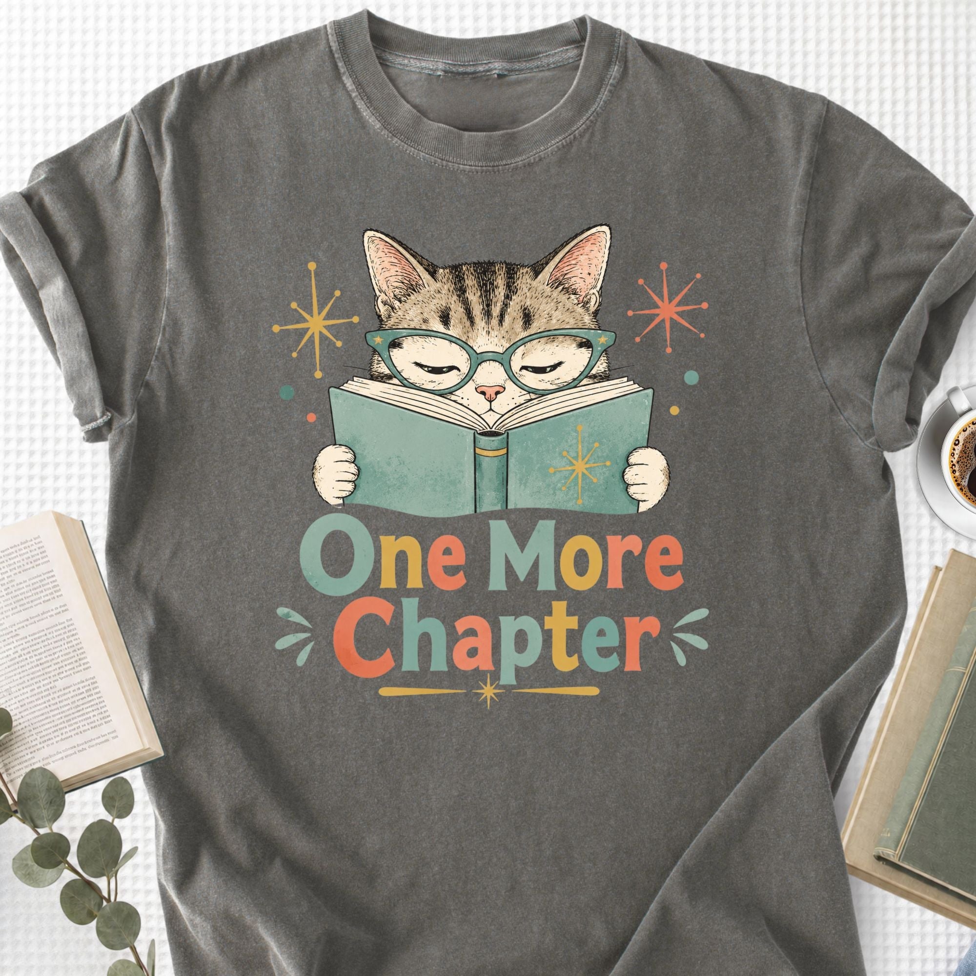 One More Chapter Cute Cat Retro Unisex T-Shirt - Book Social Club