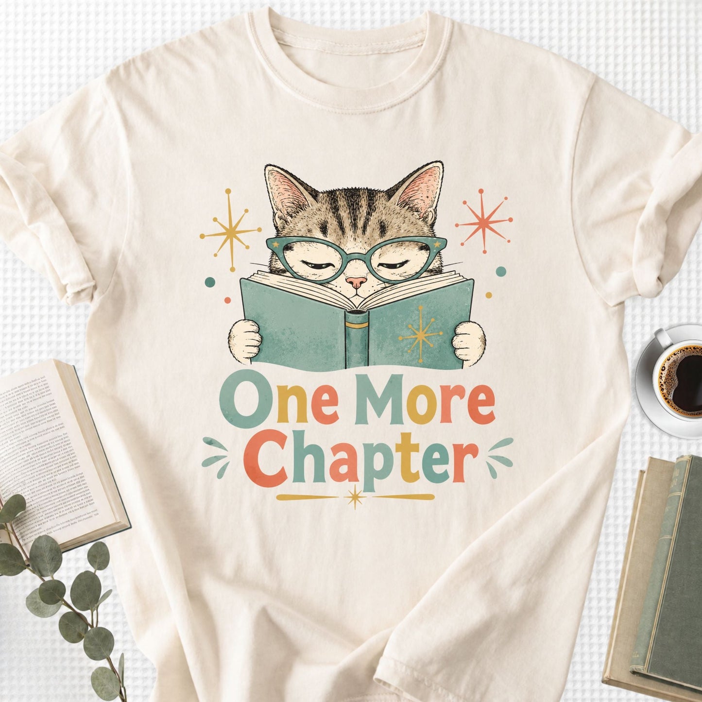 One More Chapter Cute Cat Retro Unisex T-Shirt - Book Social Club