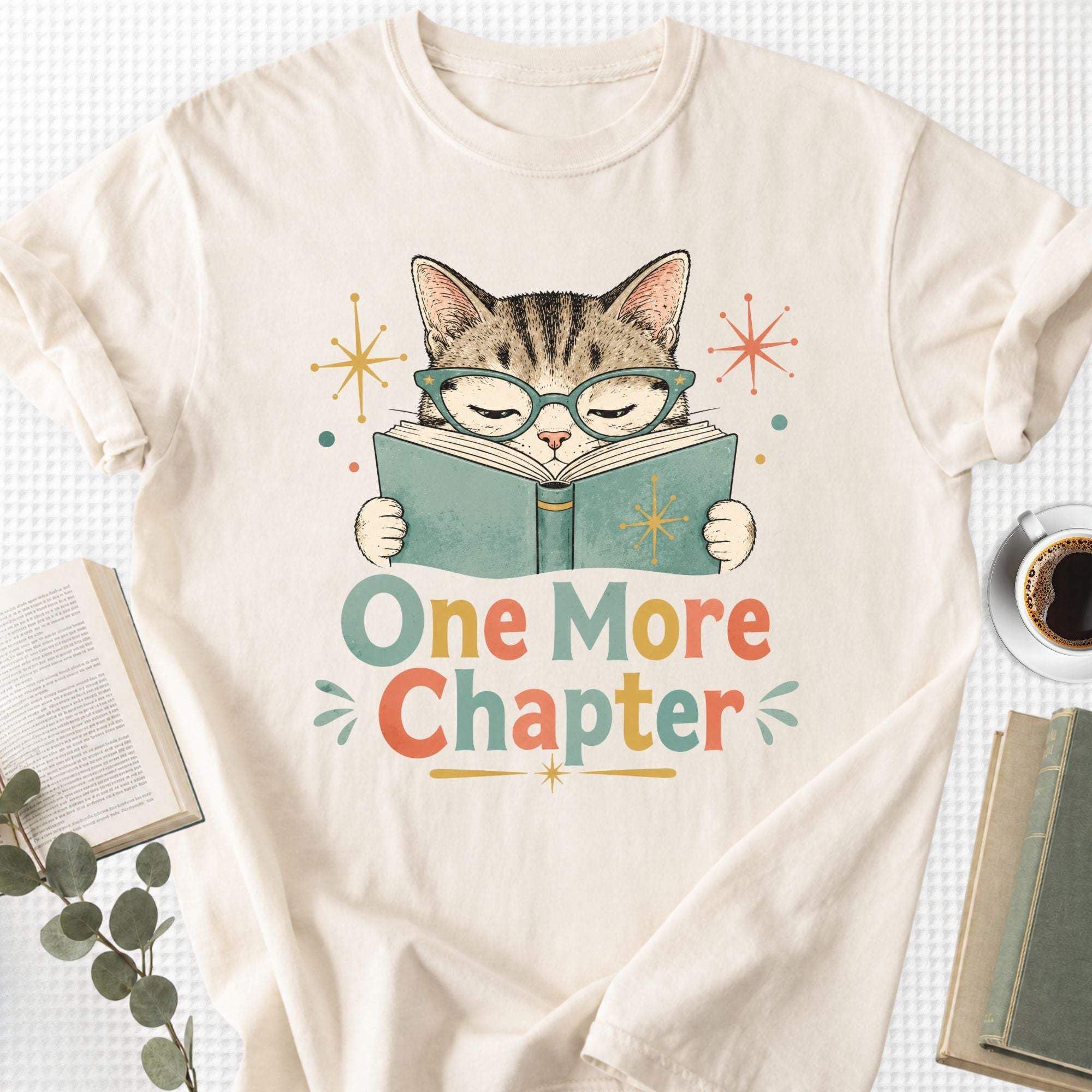 One More Chapter Cute Cat Retro Unisex T-Shirt - Book Social Club