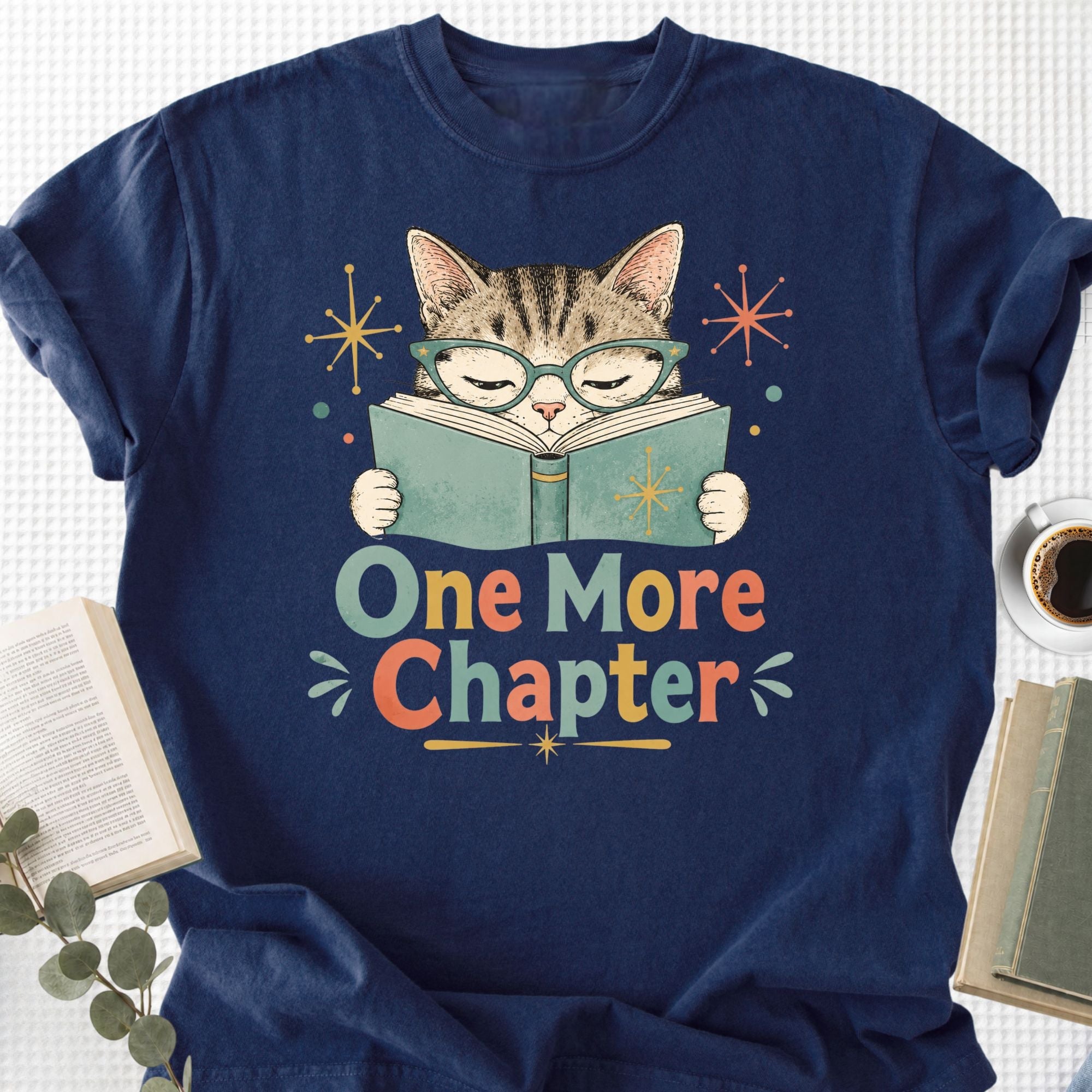 One More Chapter Cute Cat Retro Unisex T-Shirt - Book Social Club